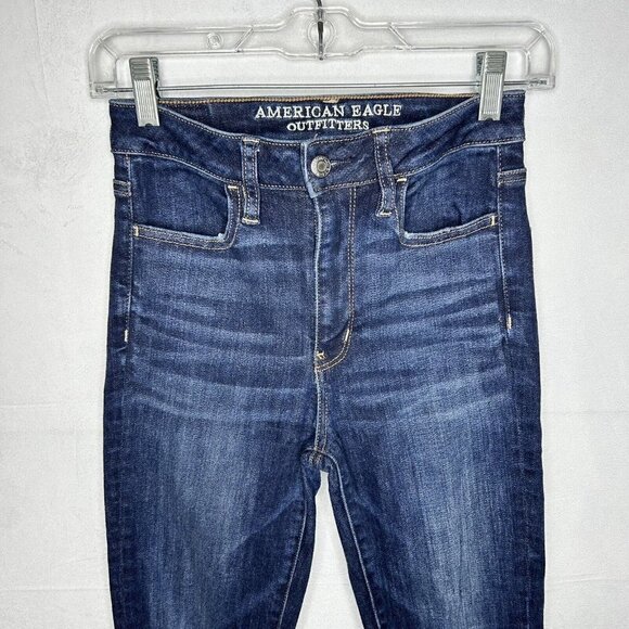 American Eagle Super High-Rise Jeggings Ripped Stretch Denim Size 2 (26x29) - Picture 2 of 8